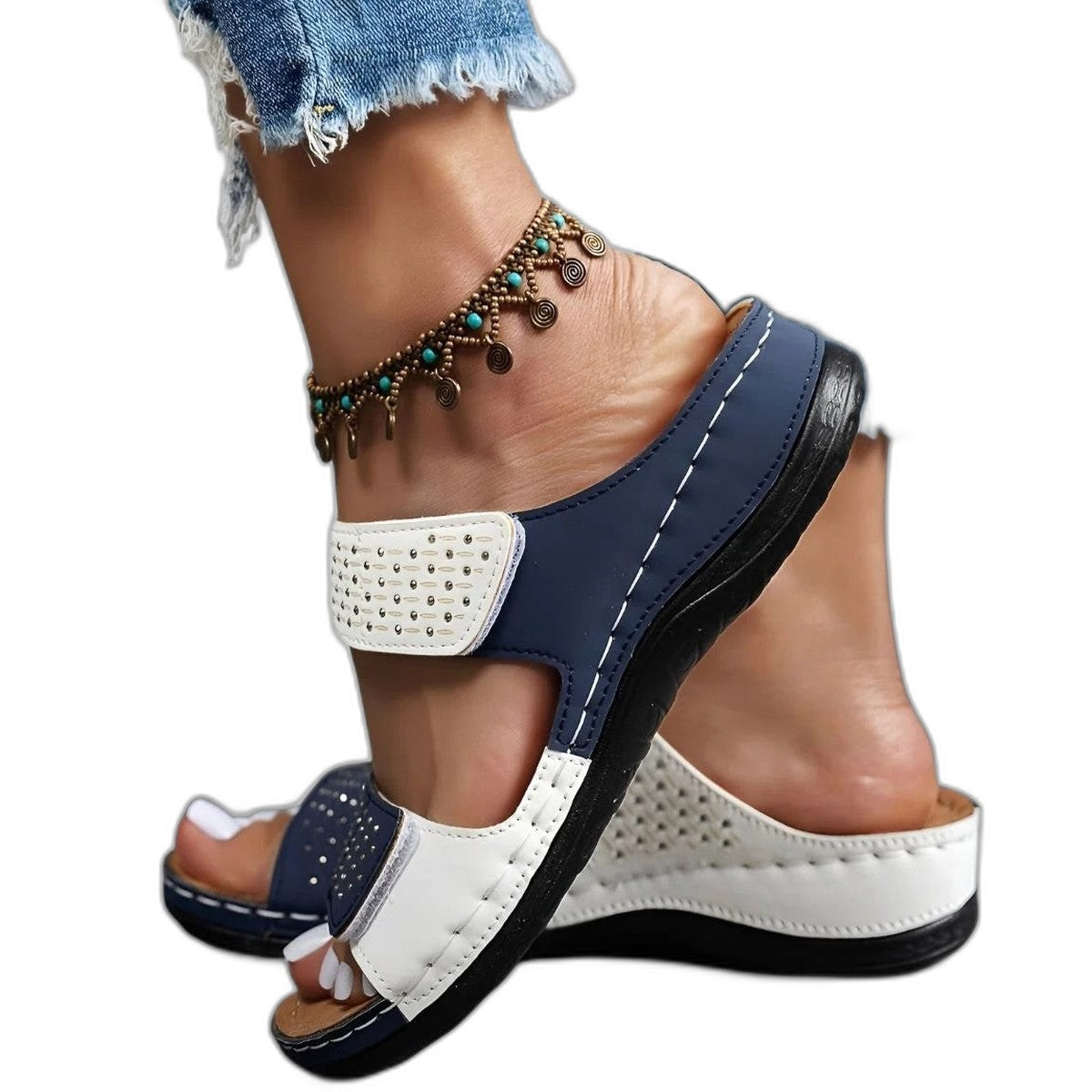 Comfortable White Sandals for Women with Platform Open Toe Casual Style