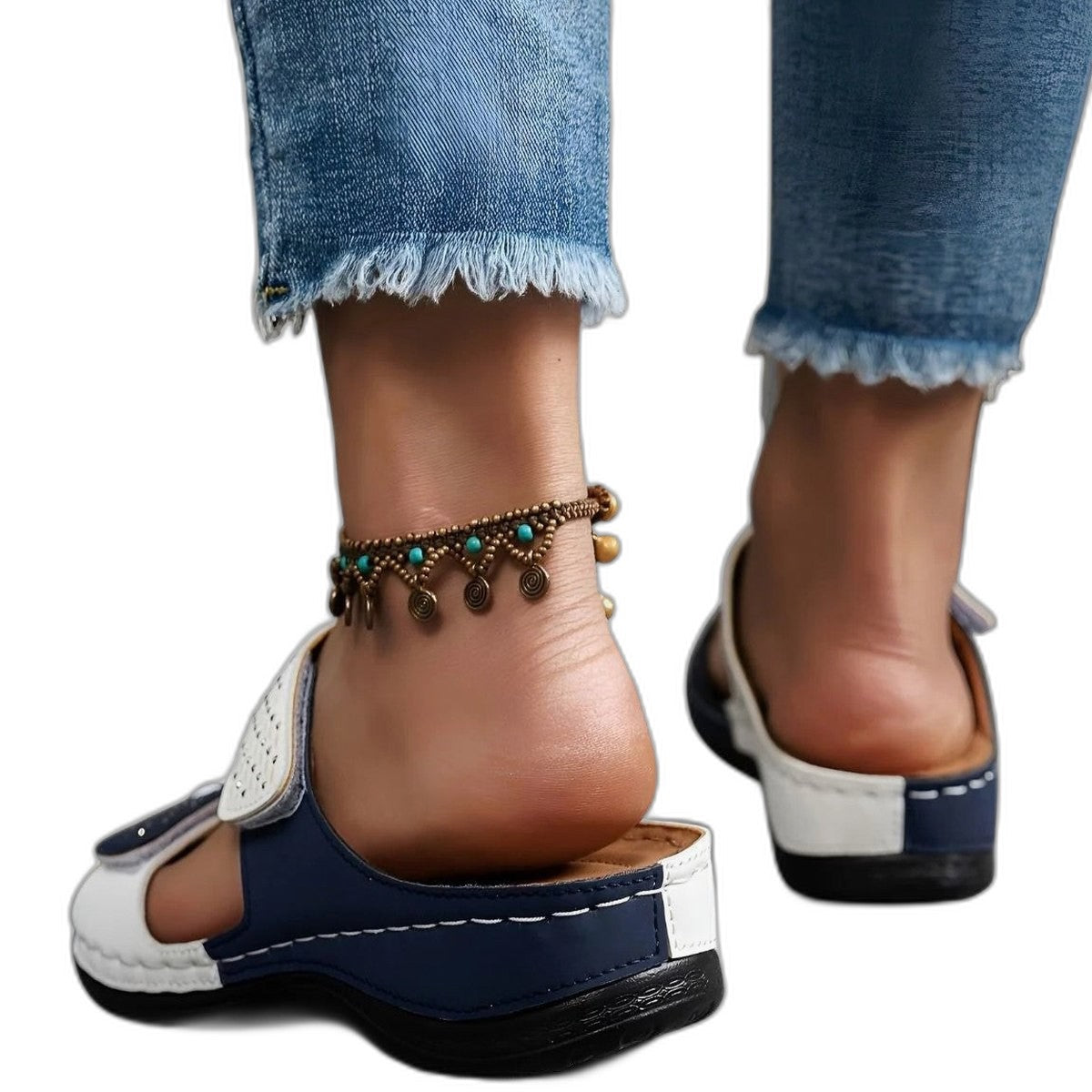 Comfortable White Sandals for Women with Platform Open Toe Casual Style