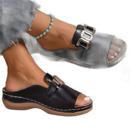 Comfortable White Sandals for Women with Wedge Open Toe Casual Style