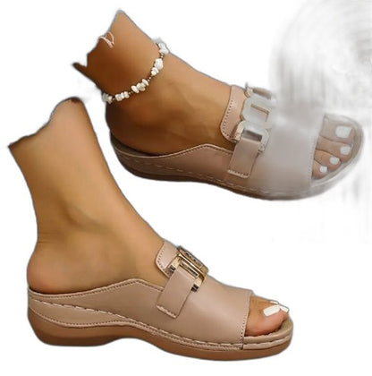 Comfortable White Sandals for Women with Wedge Open Toe Casual Style