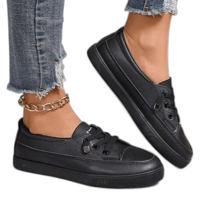 Comfortable White Sneakers for Women with Closed Toe Lace Up Casual Style