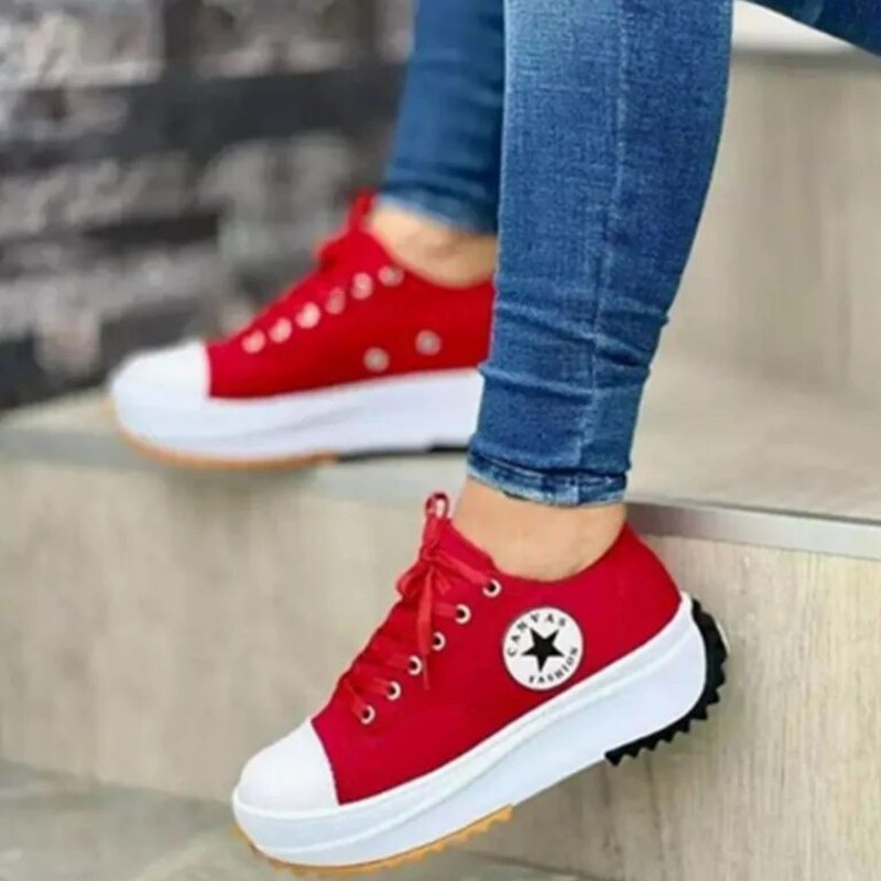 Comfortable White Sneakers for Women with Platform Closed Toe Lace Up Casual Style