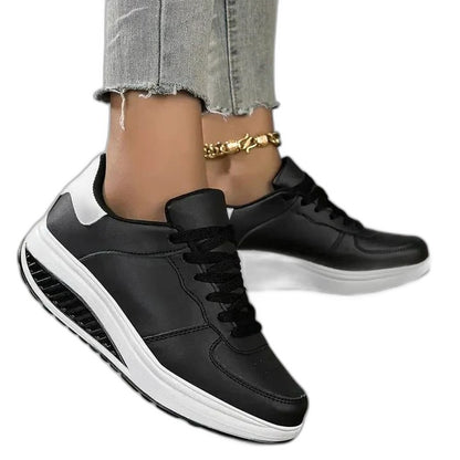 Comfortable White Sneakers for Women with Platform Lace Up Casual Style