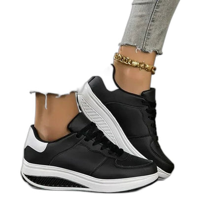 Comfortable White Sneakers for Women with Platform Lace Up Casual Style