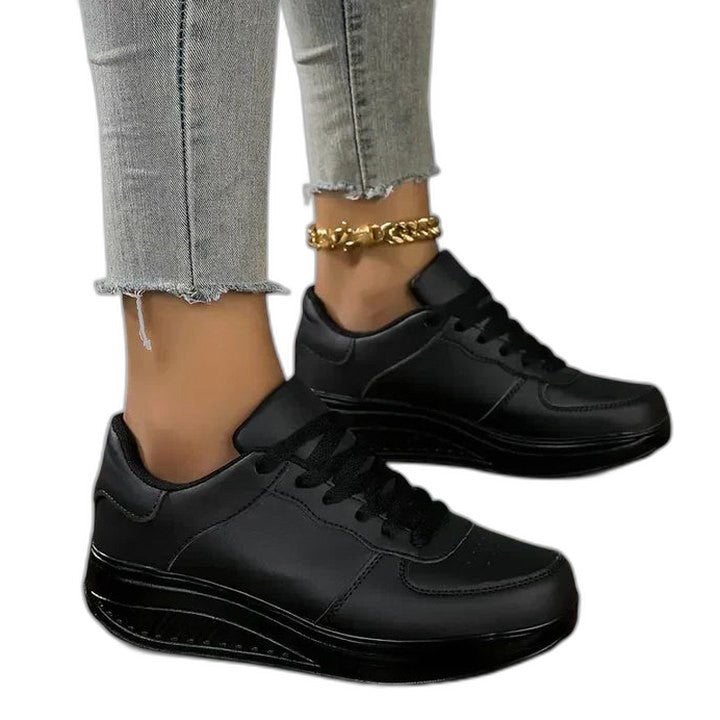 Comfortable White Sneakers for Women with Platform Lace Up Casual Style