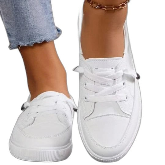 Comfortable White Sneakers for Women with Platform Lace Up Casual Style
