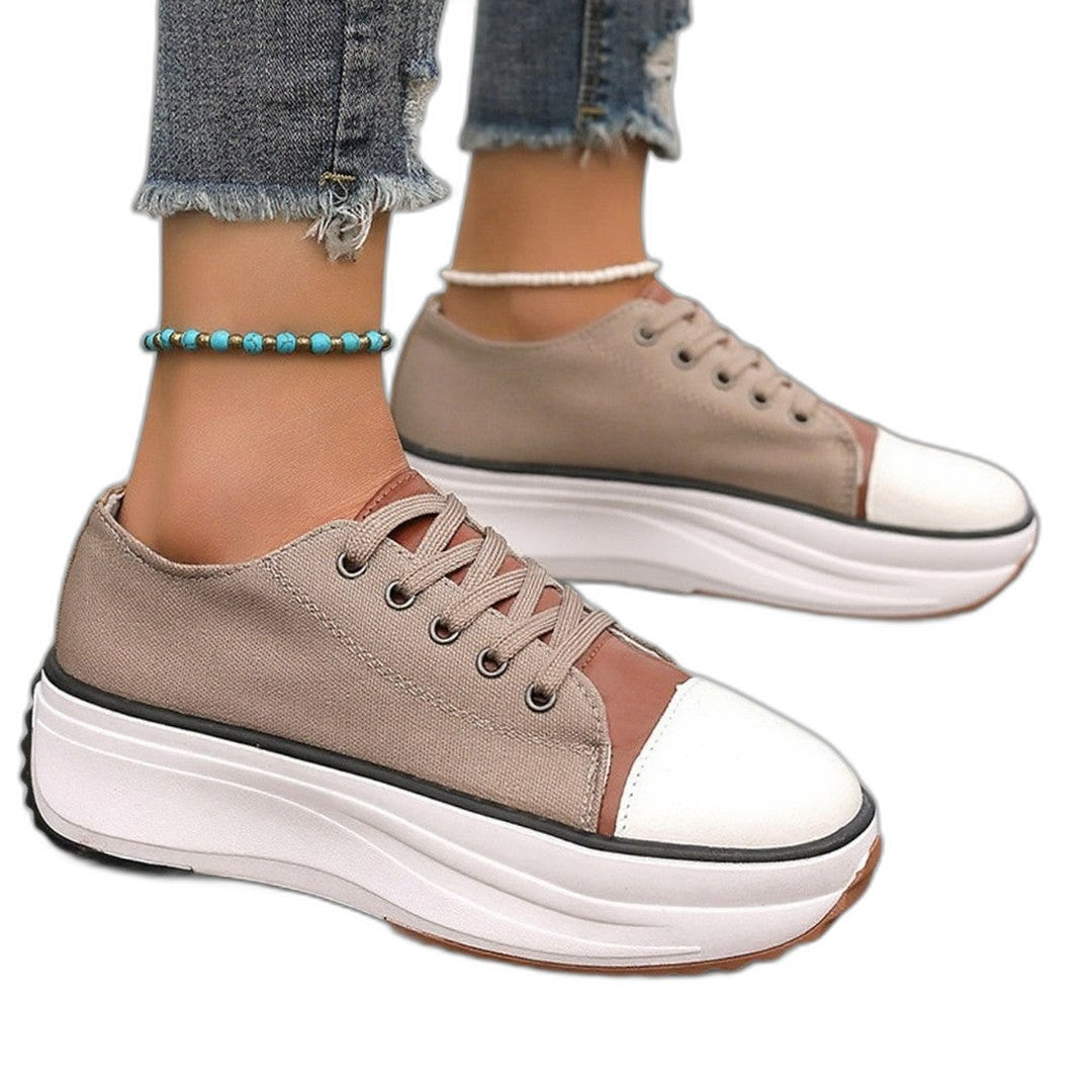 Comfortable White Sneakers for Women with Platform Lace Up Casual Style