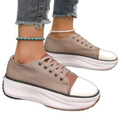 Comfortable White Sneakers for Women with Platform Lace Up Casual Style