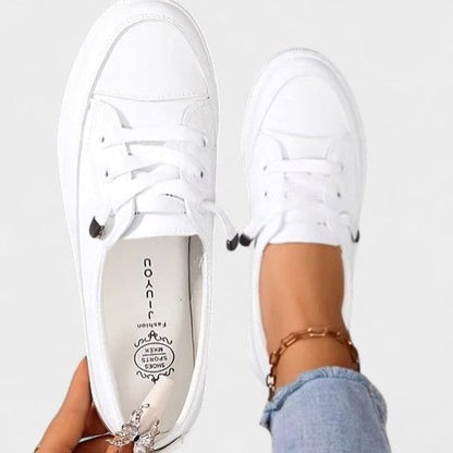 Comfortable White Sneakers for Women with Platform Lace Up Casual Style