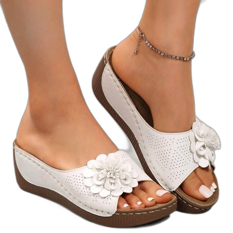 Comfortable White Wedge Sandals for Women with Platform Open Toe Casual Style
