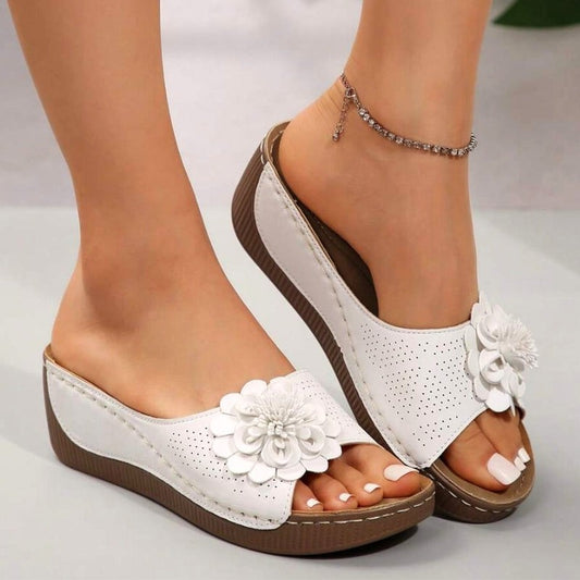 Comfortable White Wedge Sandals for Women with Platform Open Toe Casual Style