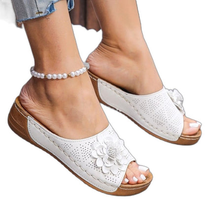 Comfortable White Wedge Sandals for Women with Platform Open Toe Casual Style