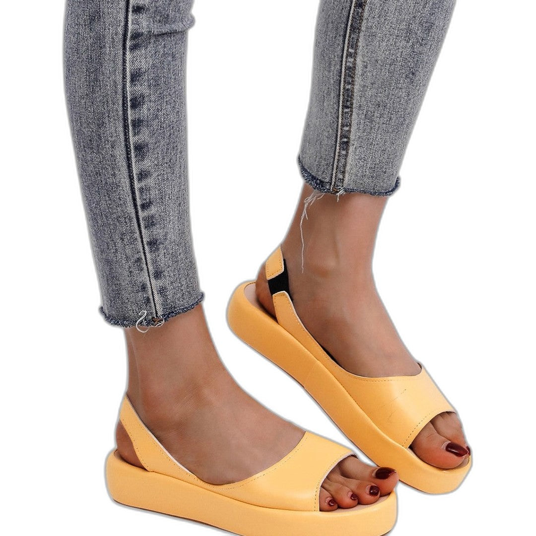 Comfortable Yellow Sandals for Women with Platform Slingback Open Toe Casual Style
