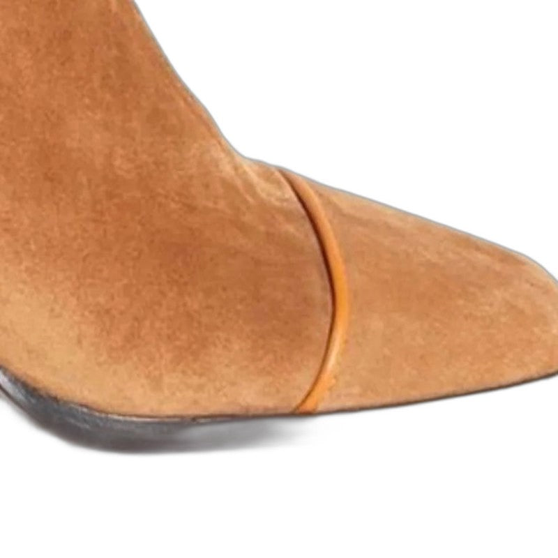 Comfortable Yellow Suede Ankle Boots for Women with Block Heel Closed Toe Casual Style