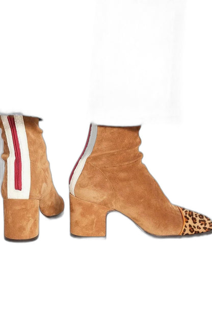 Comfortable Yellow Suede Ankle Boots for Women with Block Heel Closed Toe Casual Style