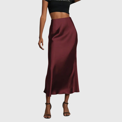 Elegant Maxi Skirt for Women with High Waist Satin Bias Cut Slip Fitted Casual Going Out Style