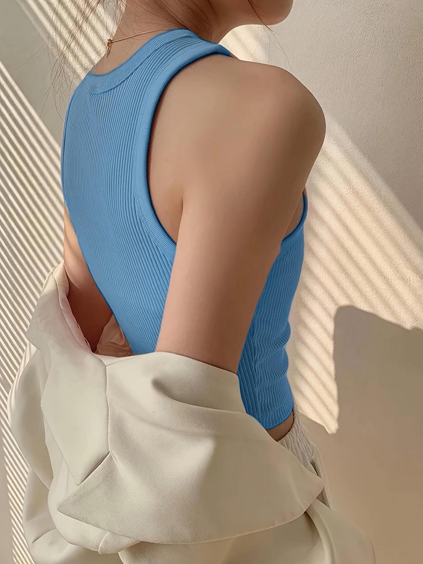 Effortless Ribbed Knit Tank Top for Women with Mock Neck Sleeveless Racerback Crop Style
