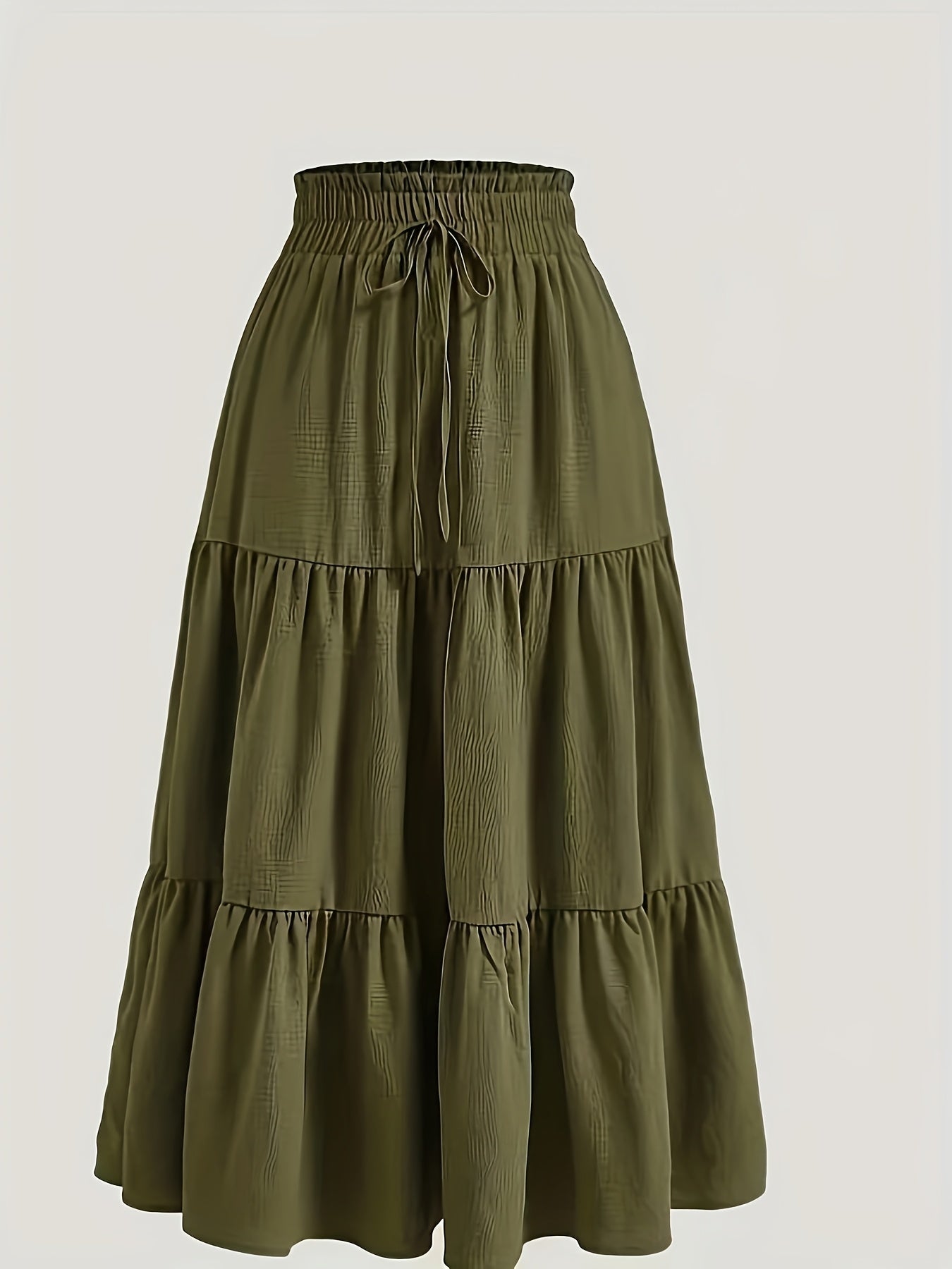Effortless Tiered Maxi Skirt for Women with Paperbag Waist Drawstring Tie Flowing Style