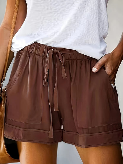 Effortless High Waist Shorts for Women with Drawstring Pocket Relaxed Casual Style