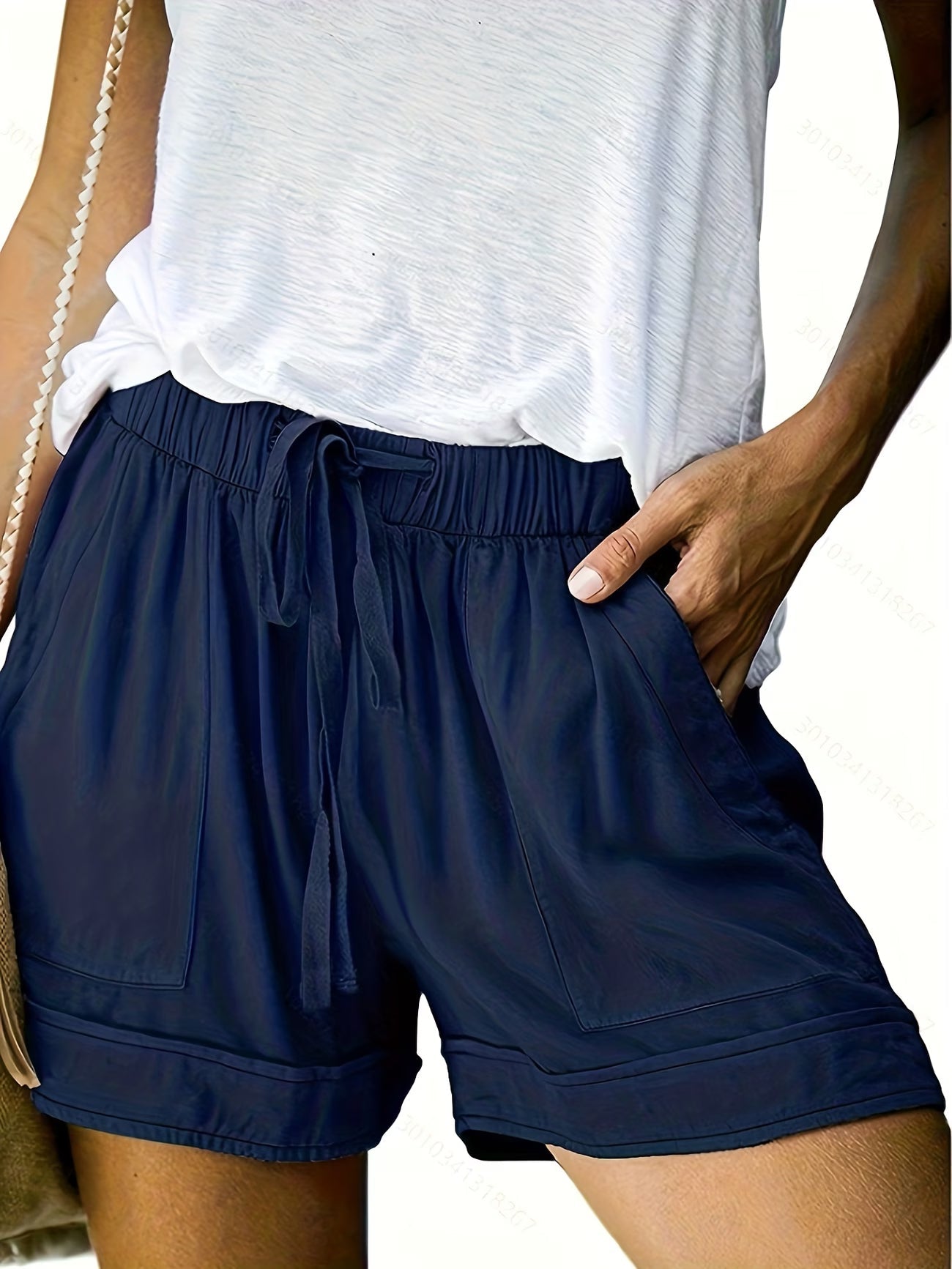 Effortless High Waist Shorts for Women with Drawstring Pocket Relaxed Casual Style