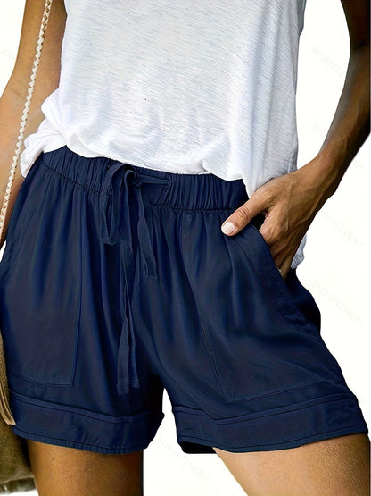 Effortless High Waist Shorts for Women with Drawstring Pocket Relaxed Casual Style
