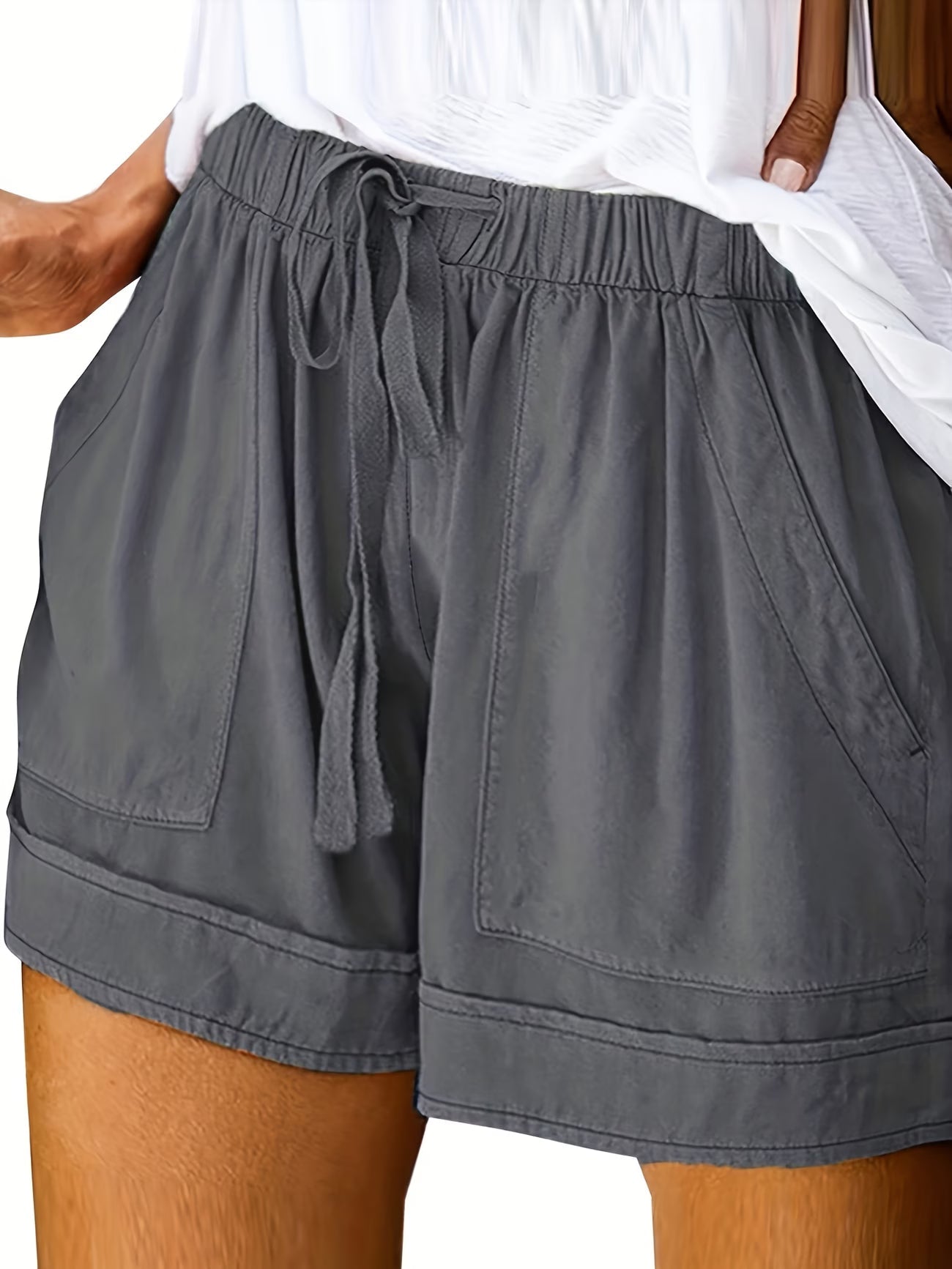 Effortless High Waist Shorts for Women with Drawstring Pocket Relaxed Casual Style