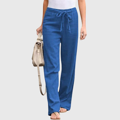 Effortless Linen Wide Leg Pant for Women with High Waist Drawstring Relaxed Flowing Casual Style