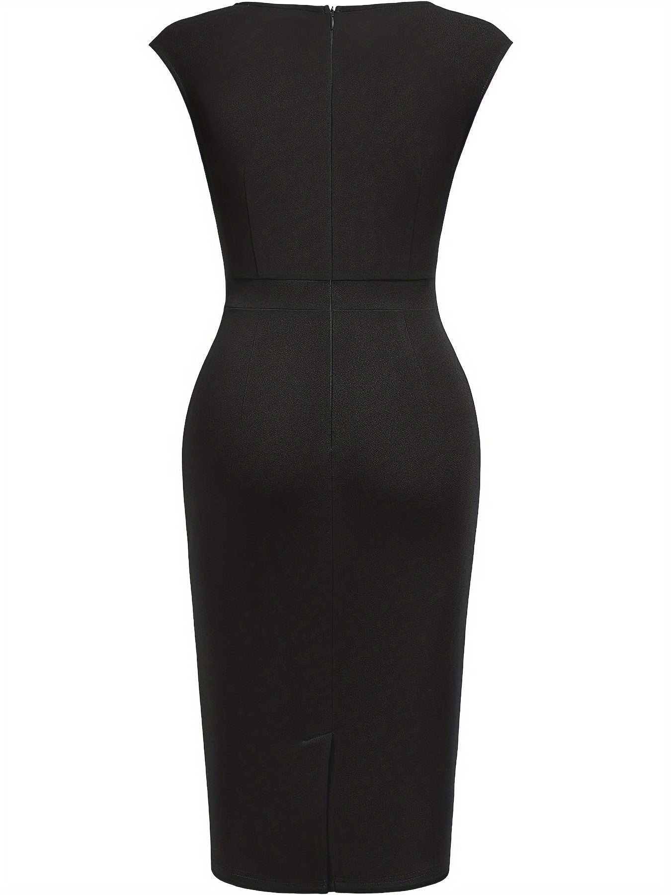Elegant Sheath Midi Dress for Women with Sweetheart Neckline Cap Sleeve Ruched Bodycon Work Style