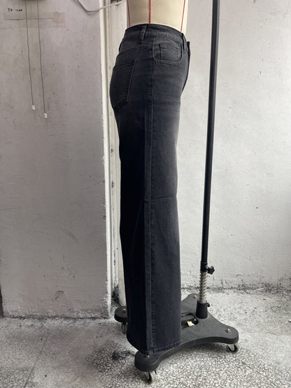 Effortless Relaxed Blue Wide Leg Jeans for Women with High Waist Flowing Style