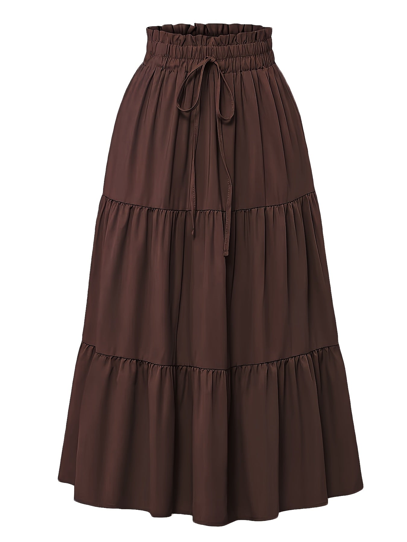 Effortless Tiered Maxi Skirt for Women with Paperbag Waist Drawstring Tie Flowing Style