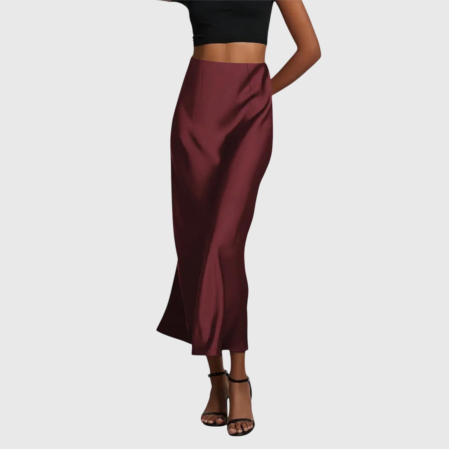 Elegant Maxi Skirt for Women with High Waist Satin Bias Cut Slip Fitted Casual Going Out Style