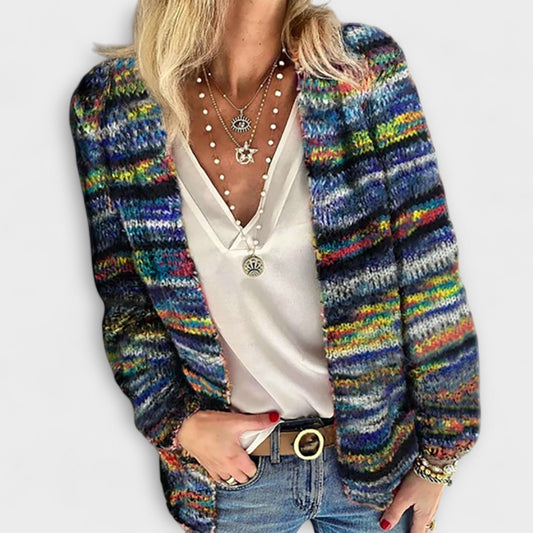Effortless Abstract Cardigan Sweater for Women with Long Sleeve Casual Style