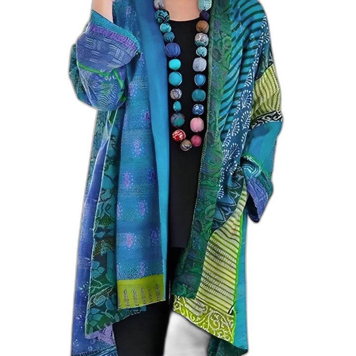 Effortless Abstract Cardigan Sweater for Women with Long Sleeve Flowing Casual Style