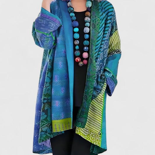 Effortless Abstract Cardigan Sweater for Women with Long Sleeve Flowing Casual Style