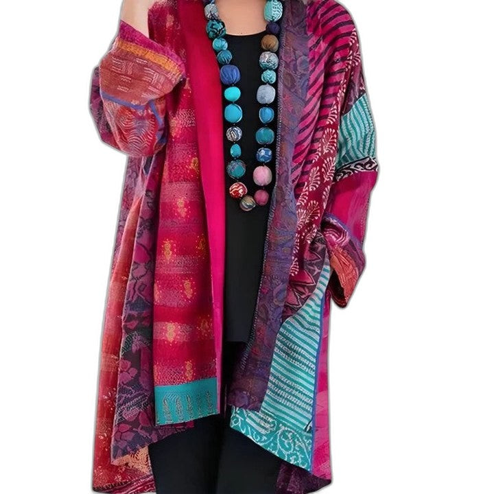 Effortless Abstract Cardigan Sweater for Women with Long Sleeve Flowing Casual Style