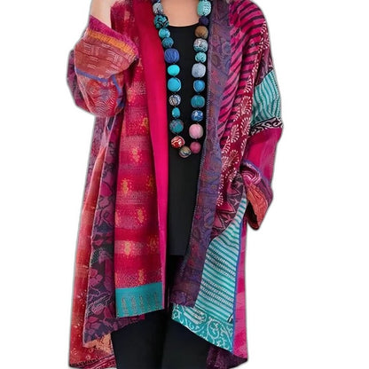 Effortless Abstract Cardigan Sweater for Women with Long Sleeve Flowing Casual Style