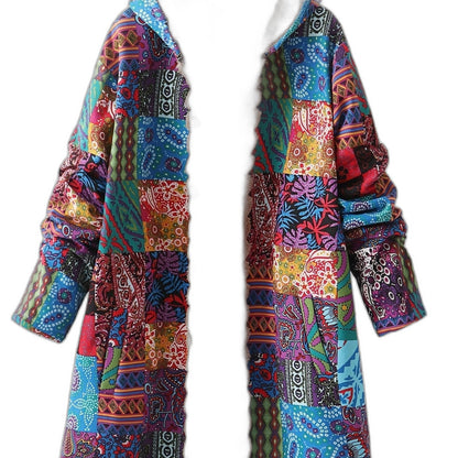 Effortless Abstract Coat for Women with Long Sleeve Button Front Fur Lined Casual Style