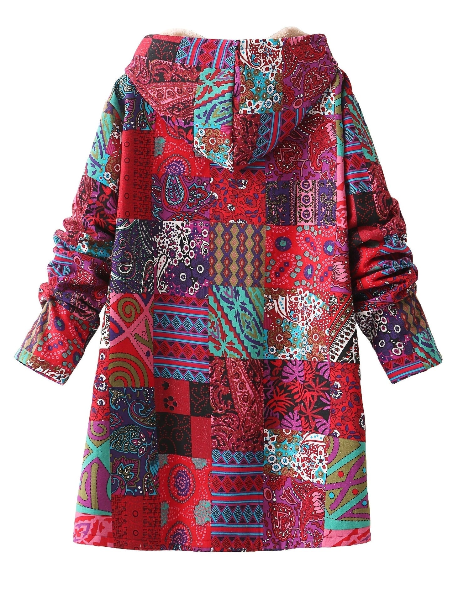 Effortless Abstract Coat for Women with Long Sleeve Button Front Fur Lined Casual Style