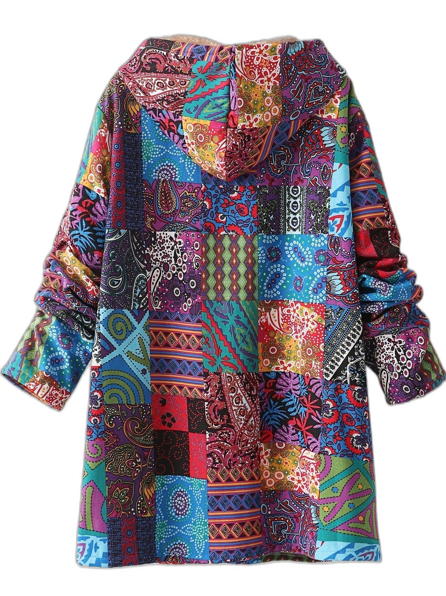 Effortless Abstract Coat for Women with Long Sleeve Button Front Fur Lined Casual Style