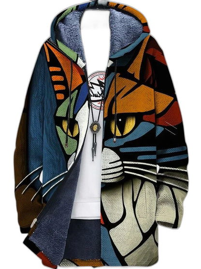 Effortless Abstract Jacket for Women with Collared Long Sleeve Casual Style