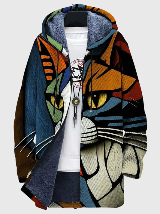 Effortless Abstract Jacket for Women with Collared Long Sleeve Casual Style