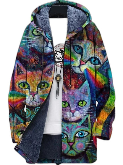 Effortless Abstract Jacket for Women with Collared Long Sleeve Casual Style