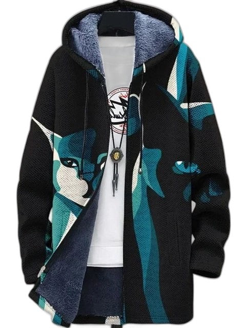 Effortless Abstract Jacket for Women with Collared Long Sleeve Casual Style
