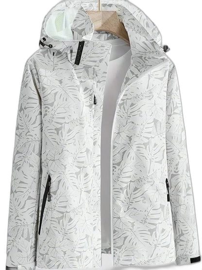 Effortless Abstract Jacket for Women with Collared Long Sleeve Pockets Casual Style