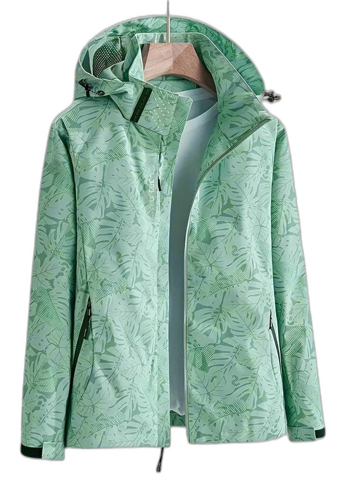 Effortless Abstract Jacket for Women with Collared Long Sleeve Pockets Casual Style
