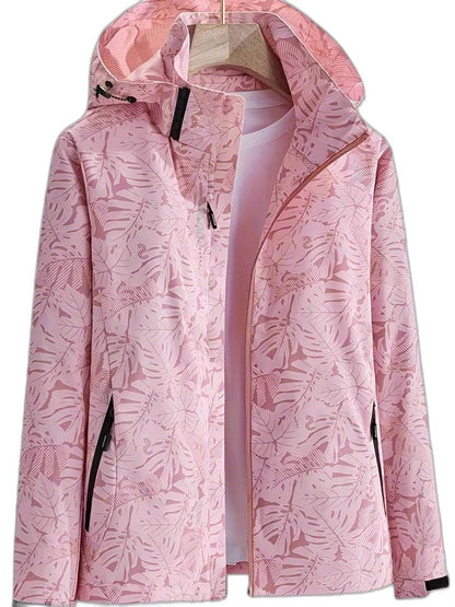 Effortless Abstract Jacket for Women with Collared Long Sleeve Pockets Casual Style