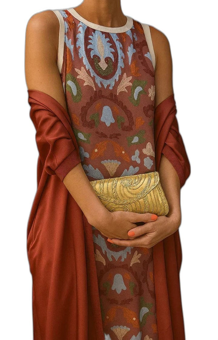 Effortless Abstract Maxi Dress for Women with Crew Neck Short Sleeve Flowing Casual Style