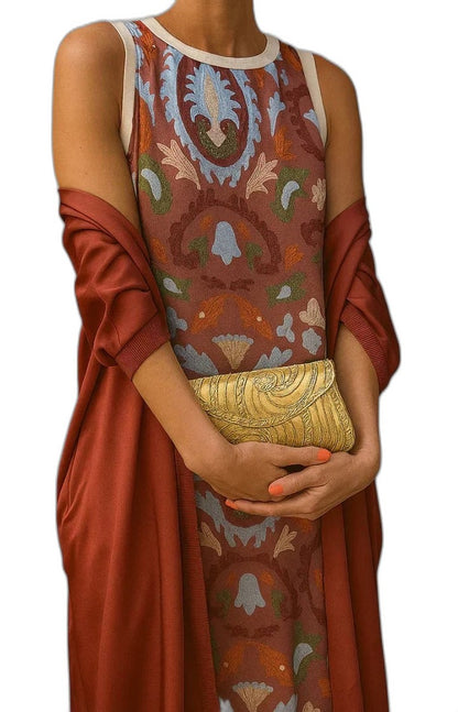 Effortless Abstract Maxi Dress for Women with Crew Neck Short Sleeve Flowing Casual Style