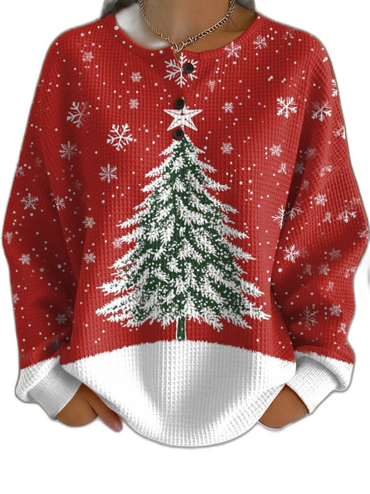 Effortless Abstract Sweater for Women with Crew Neck Long Sleeve Oversized Casual Style