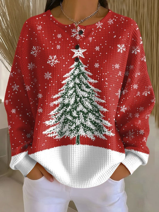 Effortless Abstract Sweater for Women with Crew Neck Long Sleeve Oversized Casual Style